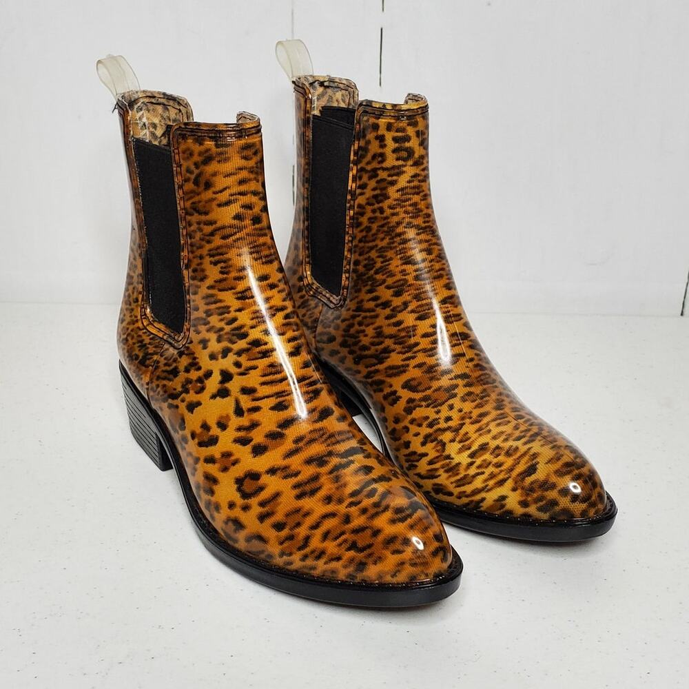 Jeffrey Campbell Stormy Leopard Havana Last Chelsea Rain Booties 7 - Picture 10 of 10